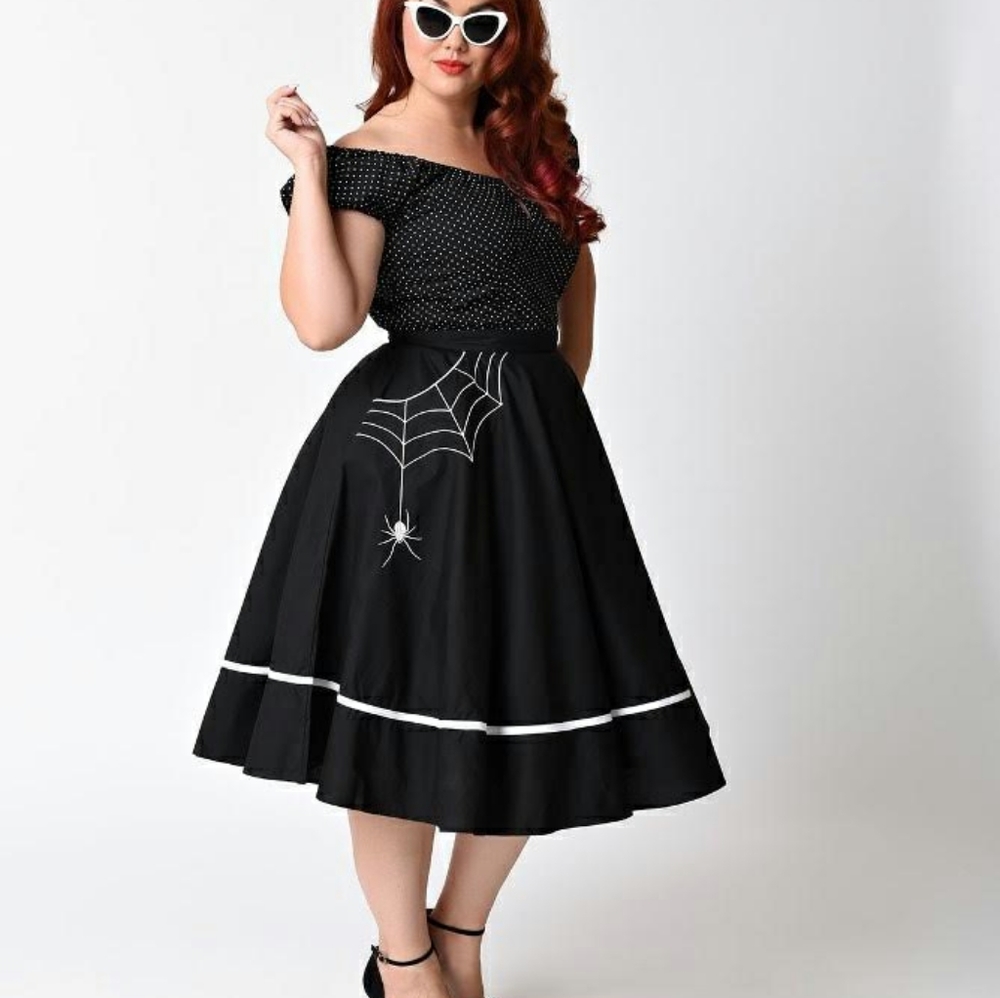 Hellbunny Miss Muffet Spiderweb Swing Skirt